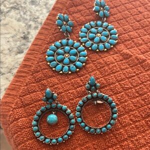 Blue Turquoise Cluster Earrings